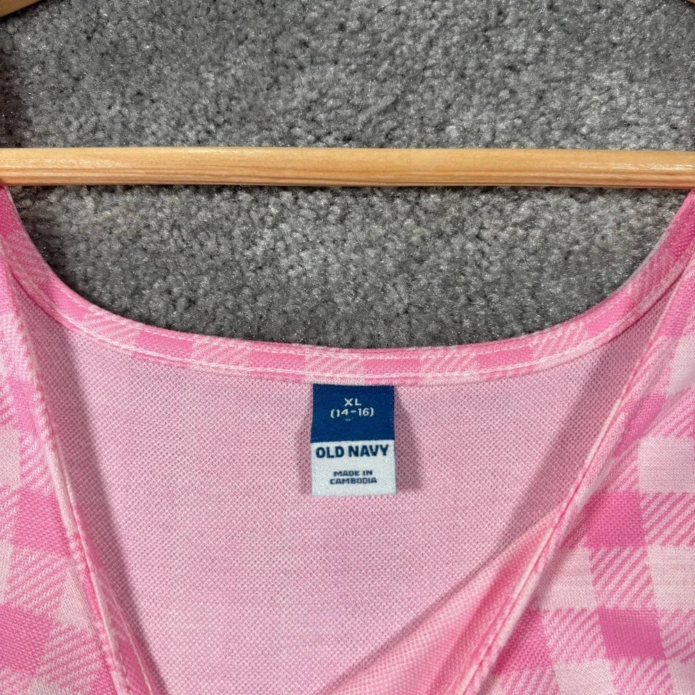 Old Navy Dress Youth Girls‎ XL Pink Gingham Empire Waist Sleeveless Barbiecore